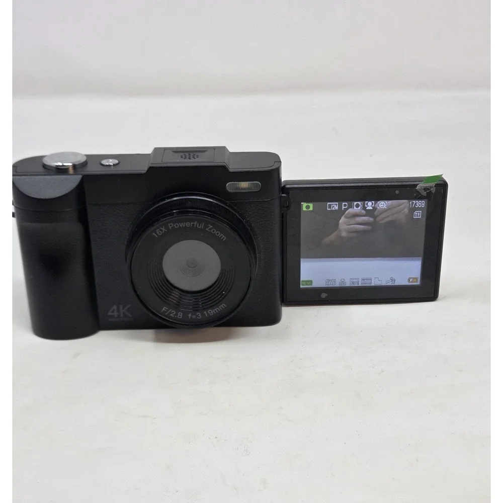 4K Digital Vlogging Camera 16X Zoom Flip Screen w/ 64GB SD Card Black